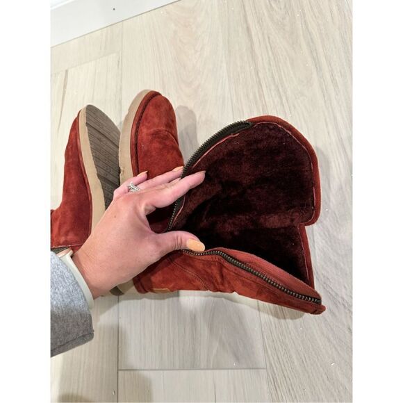 UGG COLLECTION ABREE SUEDE WOMEN SHORT BOOTS RUST US 6 - Picture 8 of 11